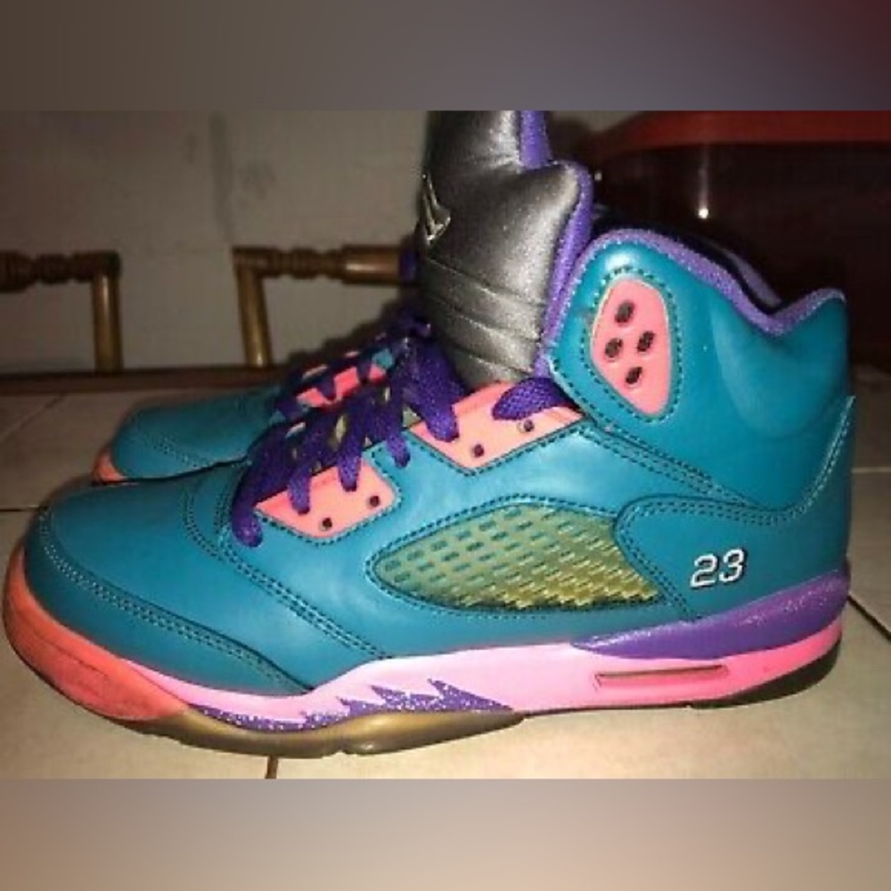 Jordan retro 5. Turquoise and pink I believe they are called the tropical
